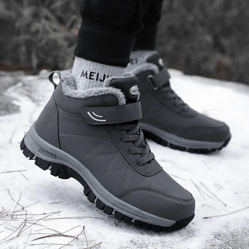 Men's Warm Snow Shoes Outdoor Leather Thick Plush Winter Man Casual Sneakers Original Waterproof Trend Sports