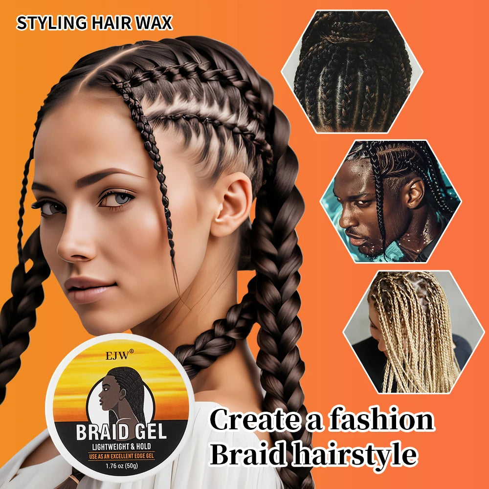 EJW Hair Braid Gel,Styling Wax For Natural Look Braid Style Curl Defining, Ehancing, Styling Waxes For Fly Away&Edge Frizz Hair.
