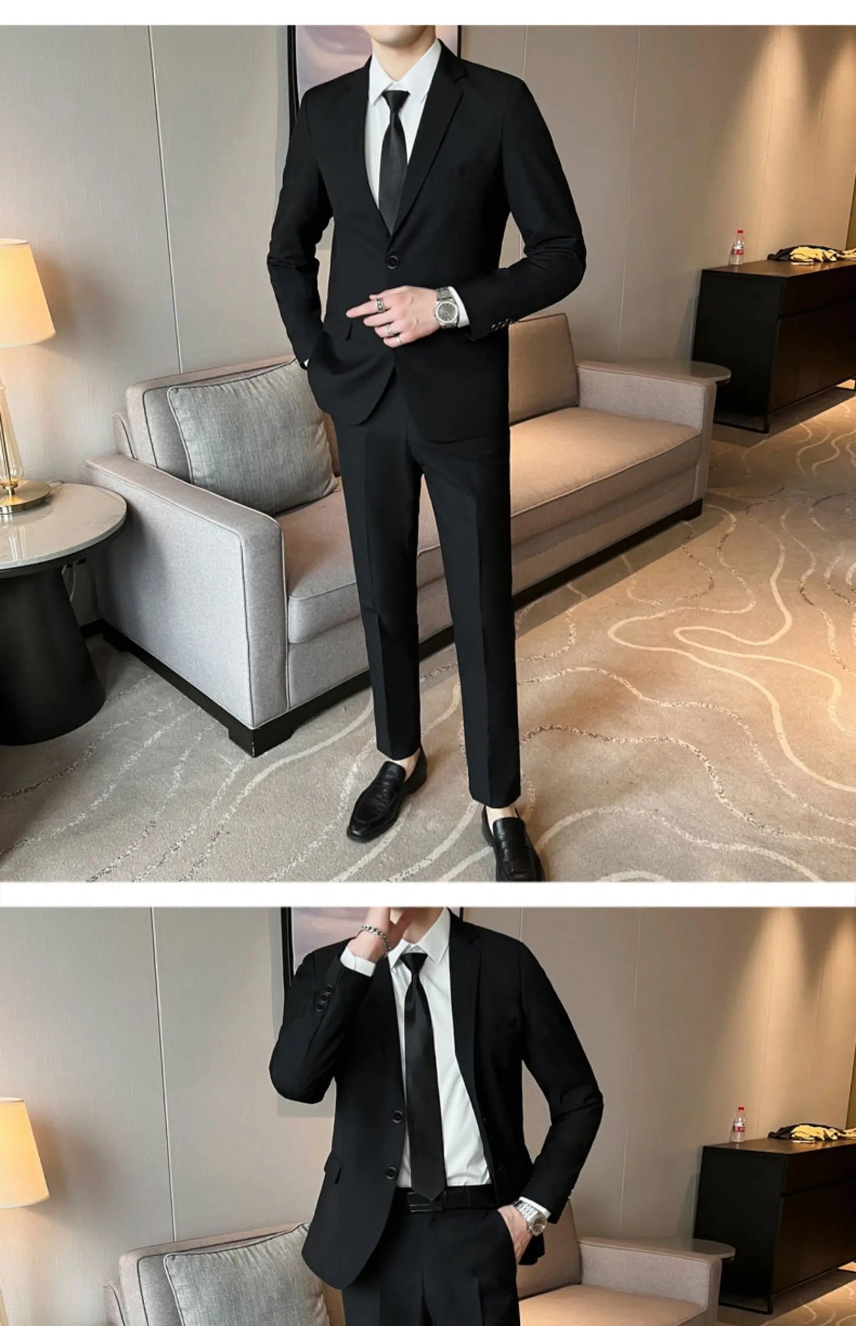 Black Casual Business Tailored Men's Jacket Youth Large Size Single Piece Wedding Groomsmen Suit Standard Fit Professional Style