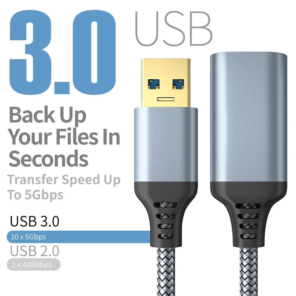 USB 3.0 Male-To-Female Extension Cable High-Speed Transmission Data Cable For Computer Camera Printer TV Extension Braided Cable