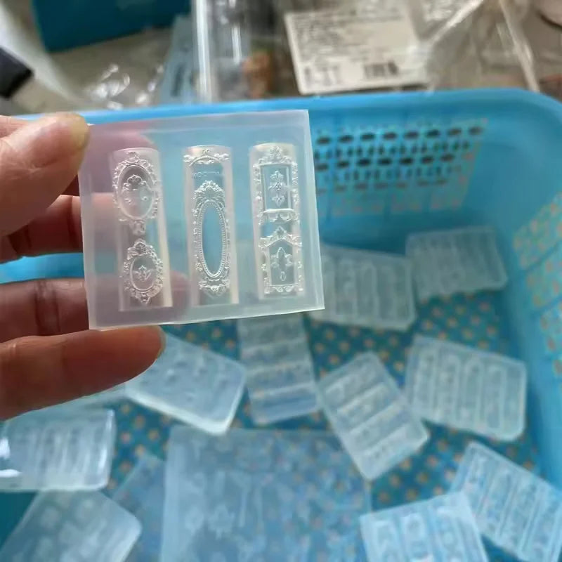Nails Mold French photo frames Angel Statue Acrylic 3D Silicone Relief Design Nail Art Decorations Templates Model making Tools