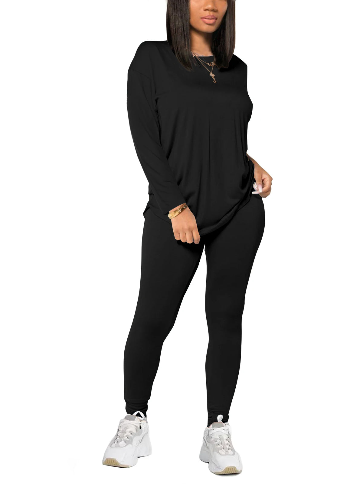 Spring and summer women's two-piece set long sleeved pants sportswear yoga clothes casual suit suitable for summer and autumn