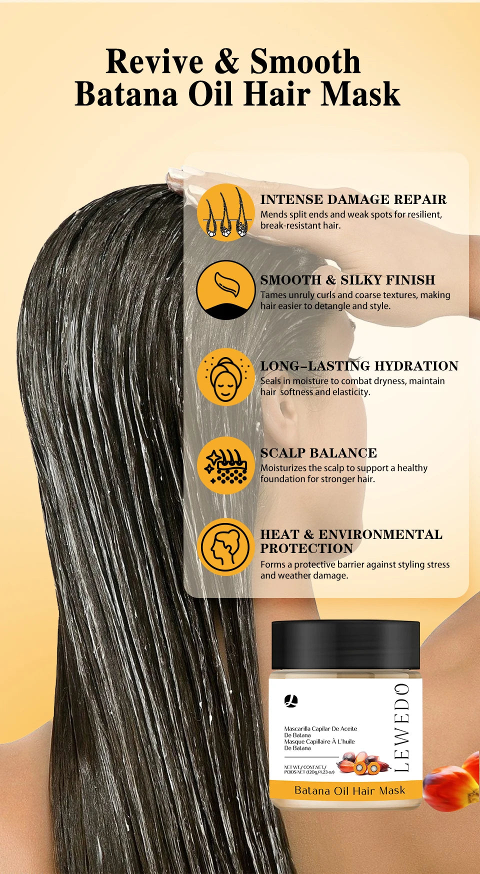 120g Batana Hair Mask Fast Hair Growth Oil Scalp Care Conditioner Batana Oil Anti Hair Loss Thicker Hair Serum Nourish Hair Root