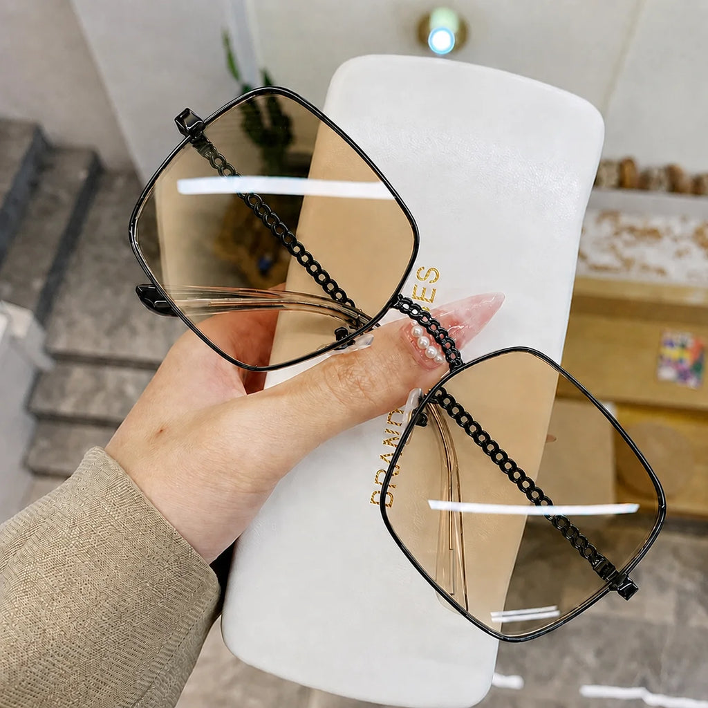 JSJM New Fashion Big Frame Sunglasses Women Classic Brand Design Luxury Metal Oversize Sun Glasses Female Oculos De Sol UV400