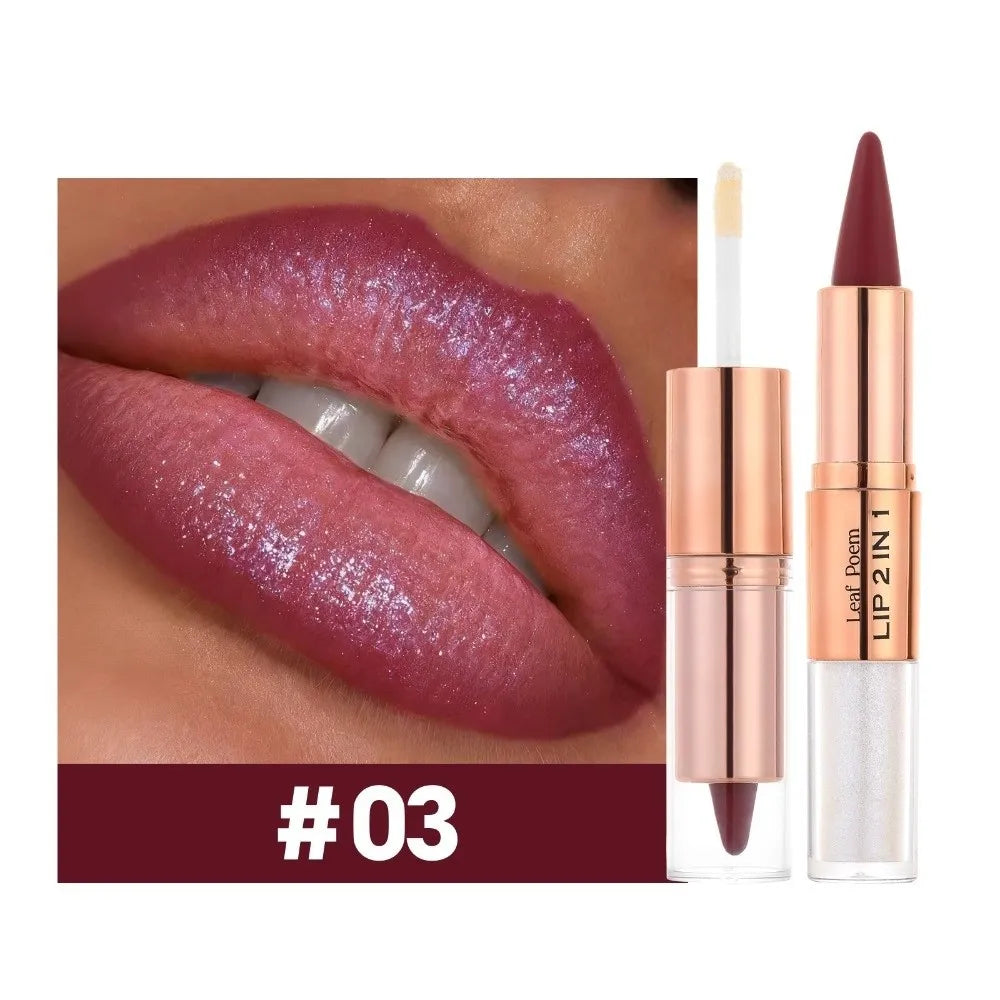 2 In1 Double Head Lip Liner Matte Finish Non Stick Waterproof Lip Contour Tapered Tip Long-Lasting Gradient Lipliner Pen
