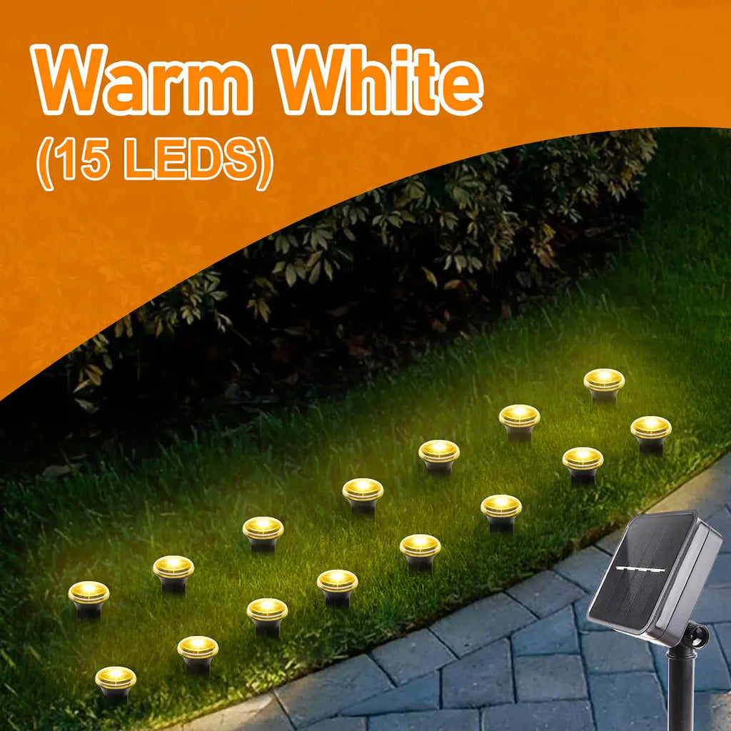 Solar LED Garden Pathway Light 15/30LEDS 8 Modes Outdoor Waterproof Lawn Lamp for Camping Weddings Christmas Holiday Lighting
