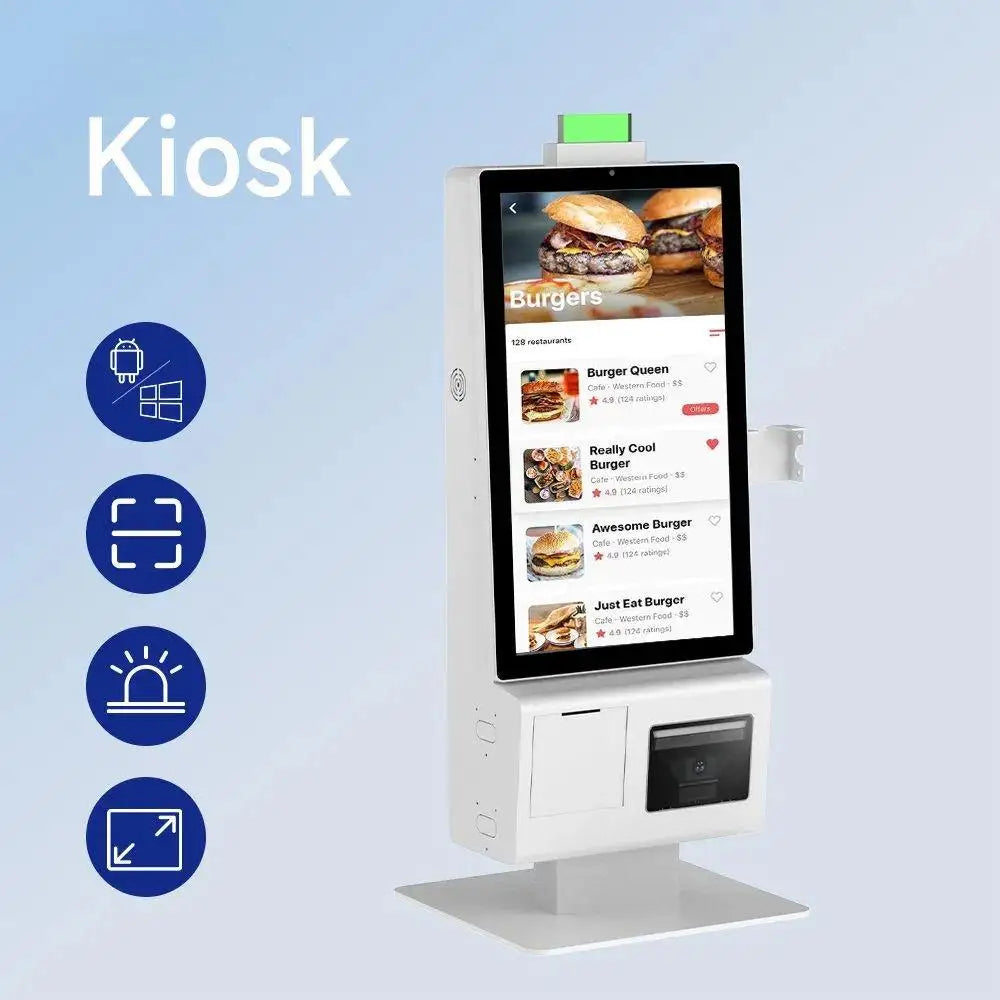 21.5" Android Multi Touch Screen Self Service Checkout Payment Kiosk Machine With Pos