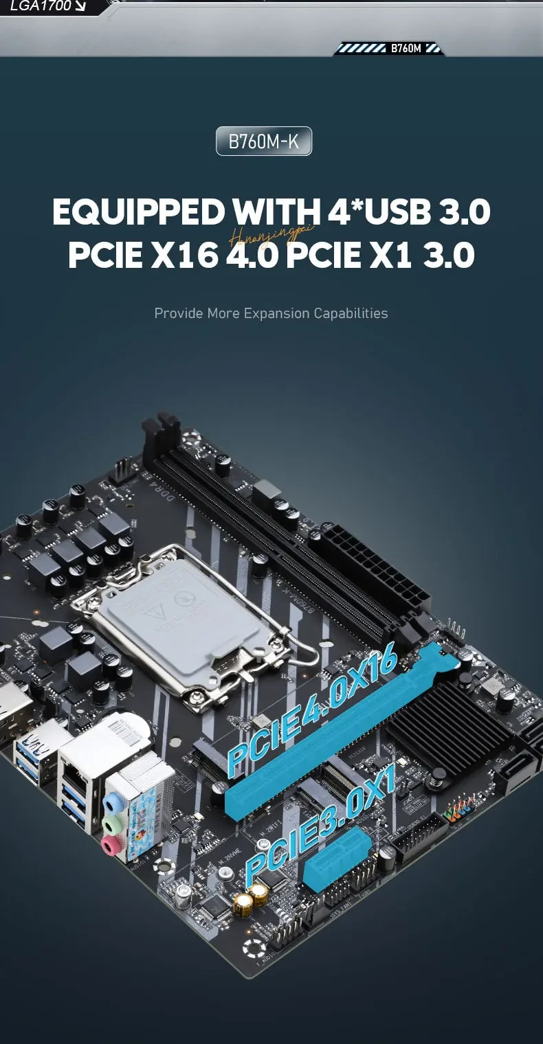 HUANANZHI B760M-K Motherboard Set Intel Core I5 12400F 13400F 14400 CPU DDR4 16GB 32GB RAM DIY Gaming PC Kit Combo