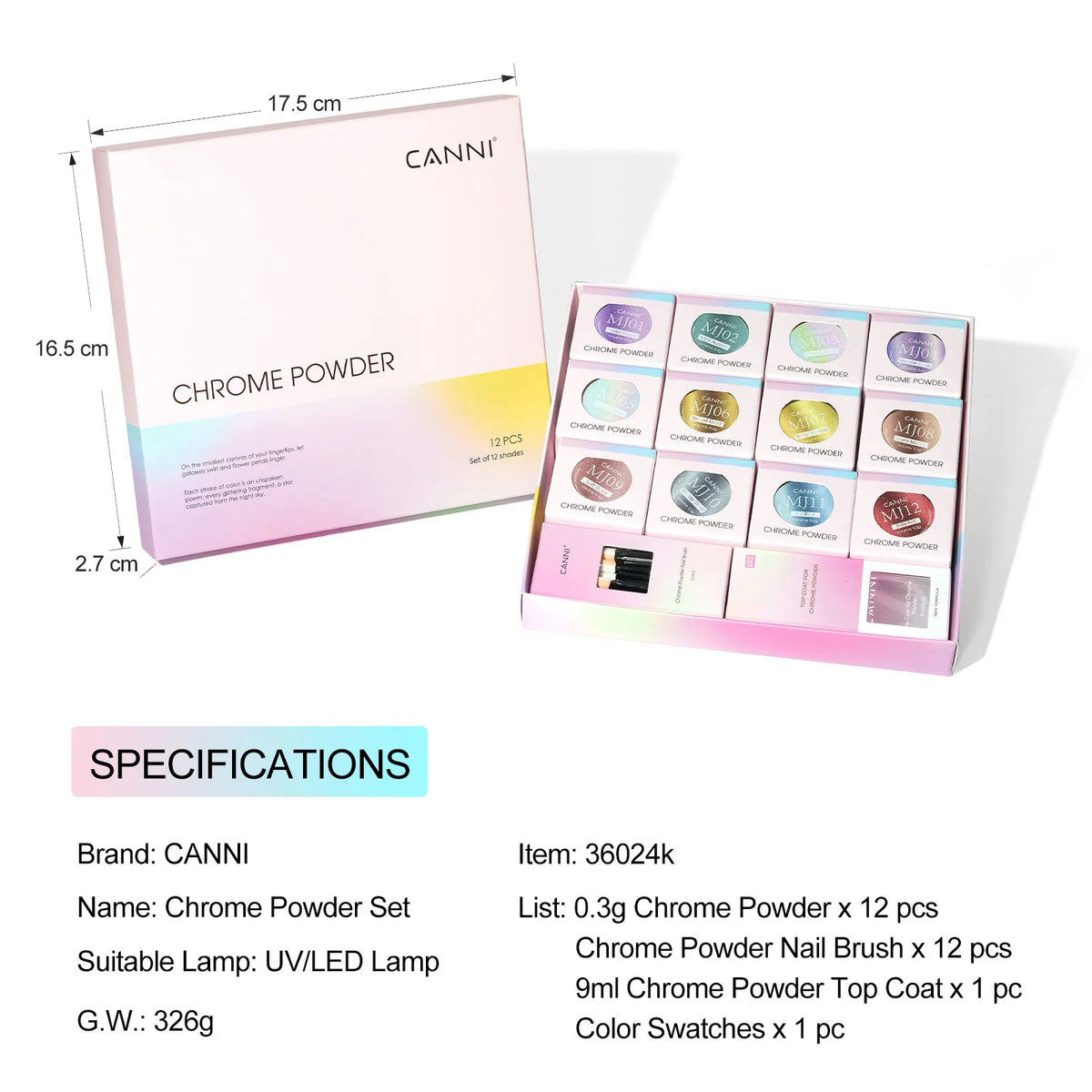 CANNI Top Coat for Chrome Powder 9ml Easy Apply with Stronger Mirror Effect Mirror Metallic Pigment for Gel Nail Art Salon