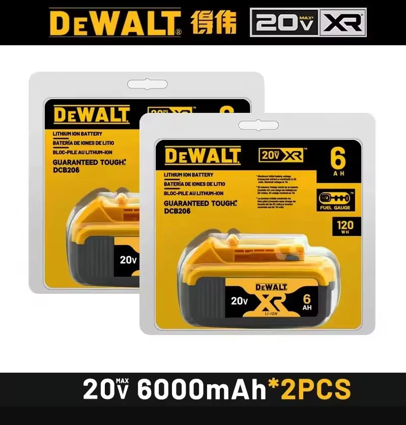 100% DEWALT Original 18V 20V 6.0AH 5Ah, DCB206, DCB205 With Fast Charging, 20V Lithium Battery, Power Tool Battery 20V Dewalt