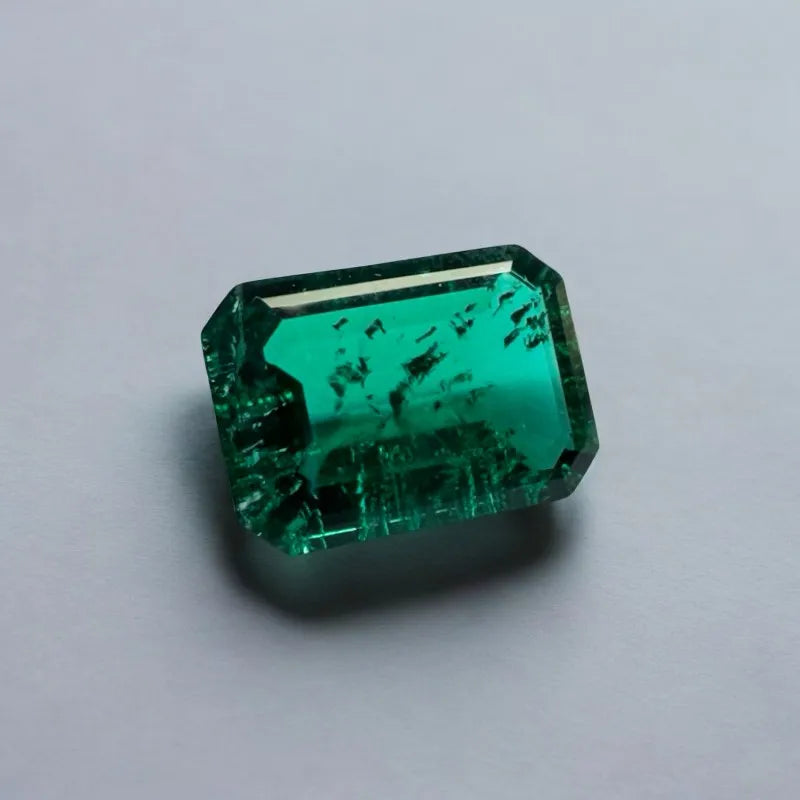 Top Lab Grown Zambia Emeralds Hydrothermal Emerald Hand Cut with Cracks Inclusions Inside Selectable  Certificate