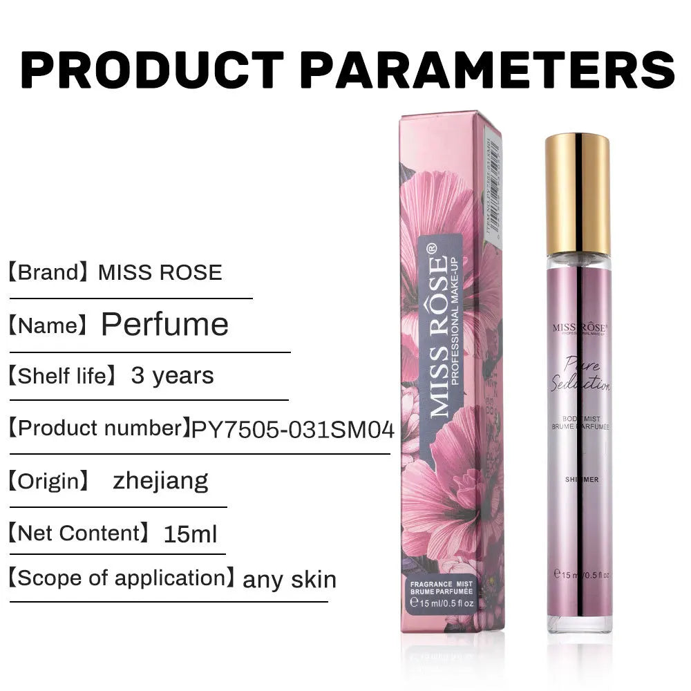 15ml Portable Shimmer Floral Perfume For Women Long‑lasting Light Fragrance Mini Scent Body Mist Daily Cosmetics
