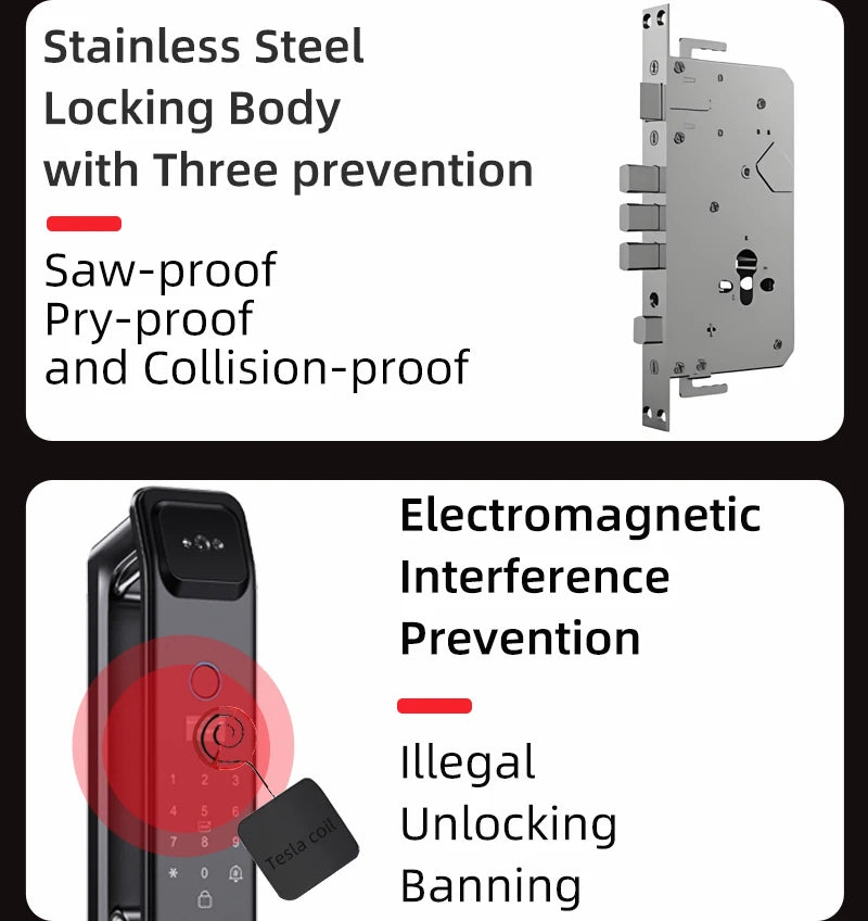 EGFirtor Password Door Lock Face Recognition Fingerprint Lock with Camera Biometric Smart Digit Lock