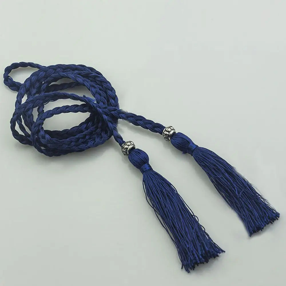 160cm Thin Bow Tassle Dress Woven Rope Tassles Belts Waist Chain Braided Belts Waist Rope