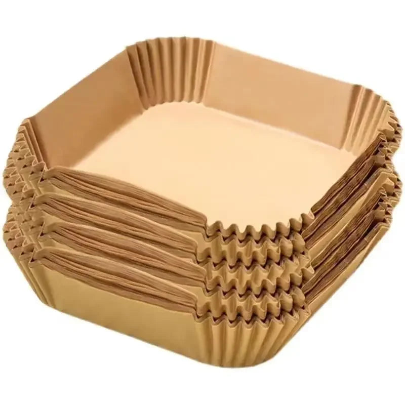 50/100PCS Air Fryer Special Paper Tray Household High Temperature Resistant Oil Absorbing Paper Pad Square Baking Paper Kitchen