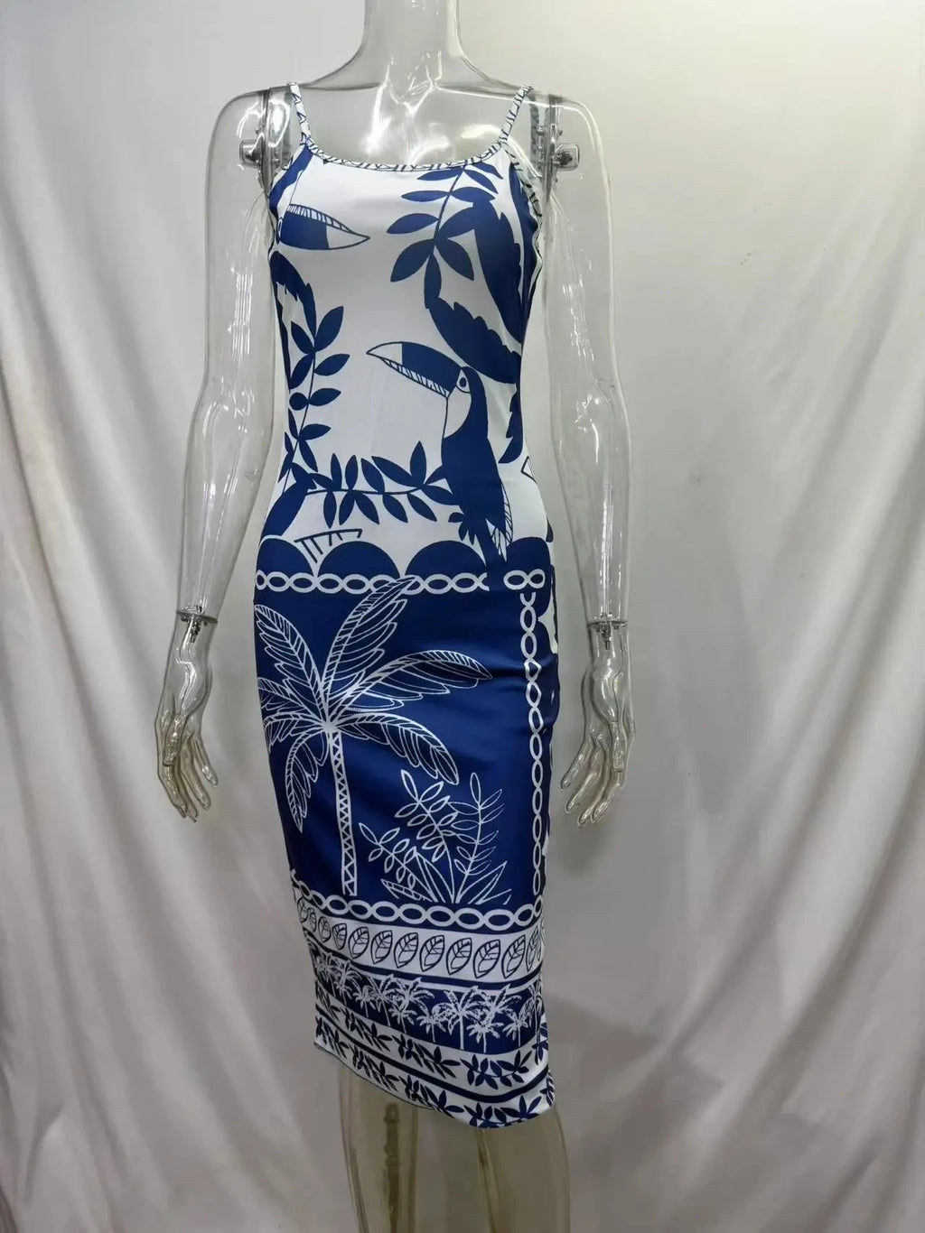 2025　New Summer　Arrival Best-selling Strapless Positioning Print Fitted　Sleeved Women's Elegant Dresses for a summer vacation.