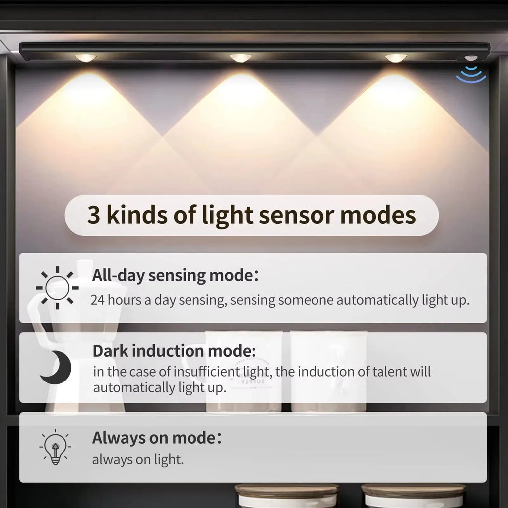 Motion Sensor Light LED Sensor Lamp Wireless Ultra Thin USB LED For Kitchen Cabinet Bedroom Wardrobe Indoor Lighting Night Light