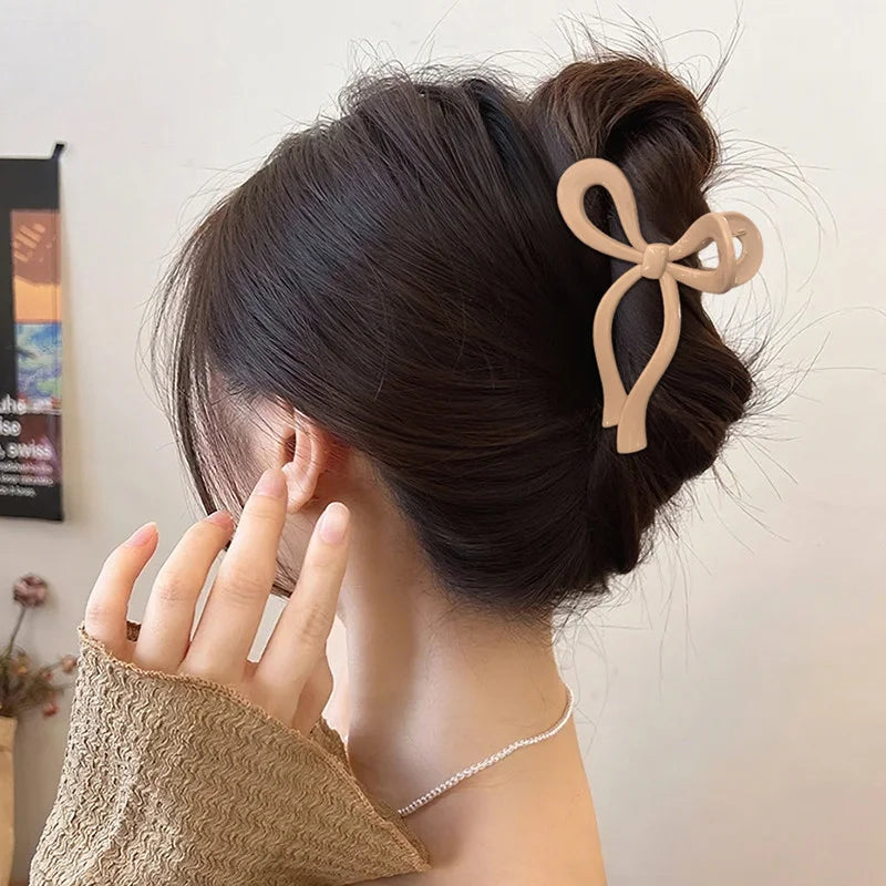 Soft Silicone Bow Hair Clip for Woman Simplicity Elegant Shark Clip Fashion Girl Ponytail Clip Hair Clamp