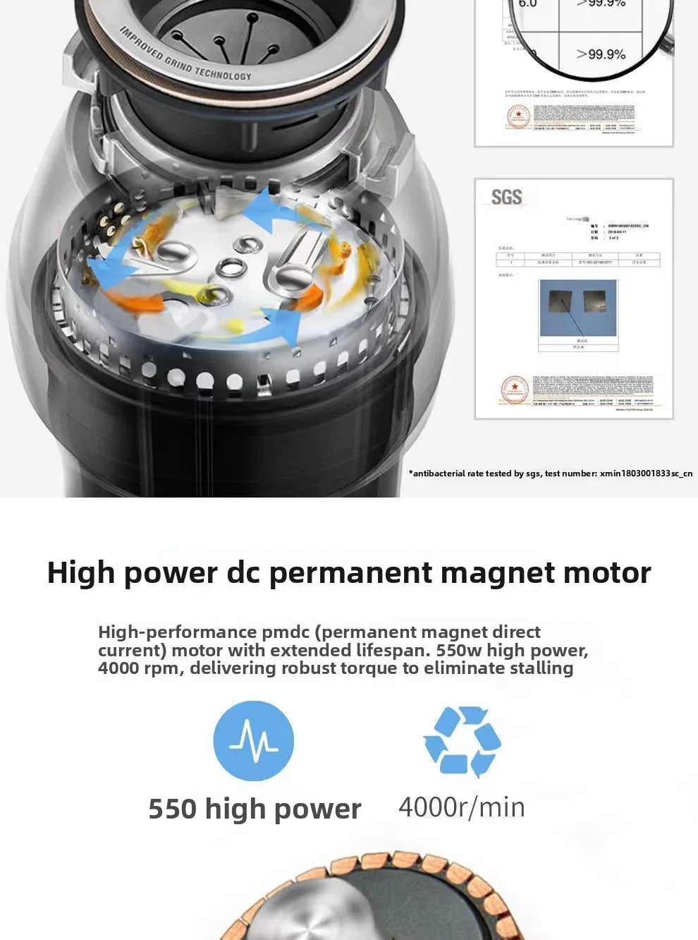 Food waste disposer, household kitchen food waste shredder, air switch EG-M1 Food Waste Disposers