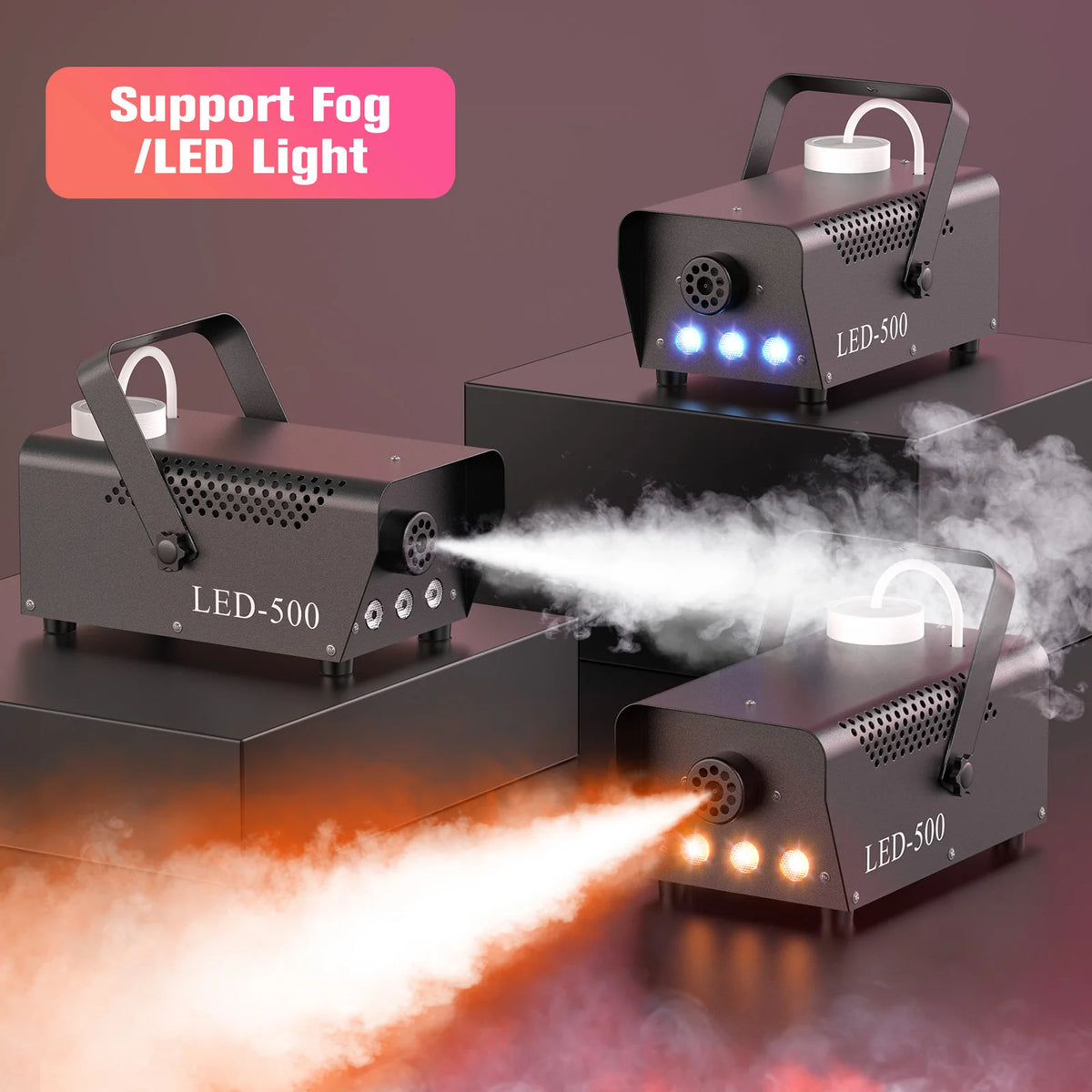 Datewink 500W RGB LED Smoke Fog Machine Fogger Ejector Stage Lighting Effect Remote Control For Wedding DJ Disco Party Club Bar
