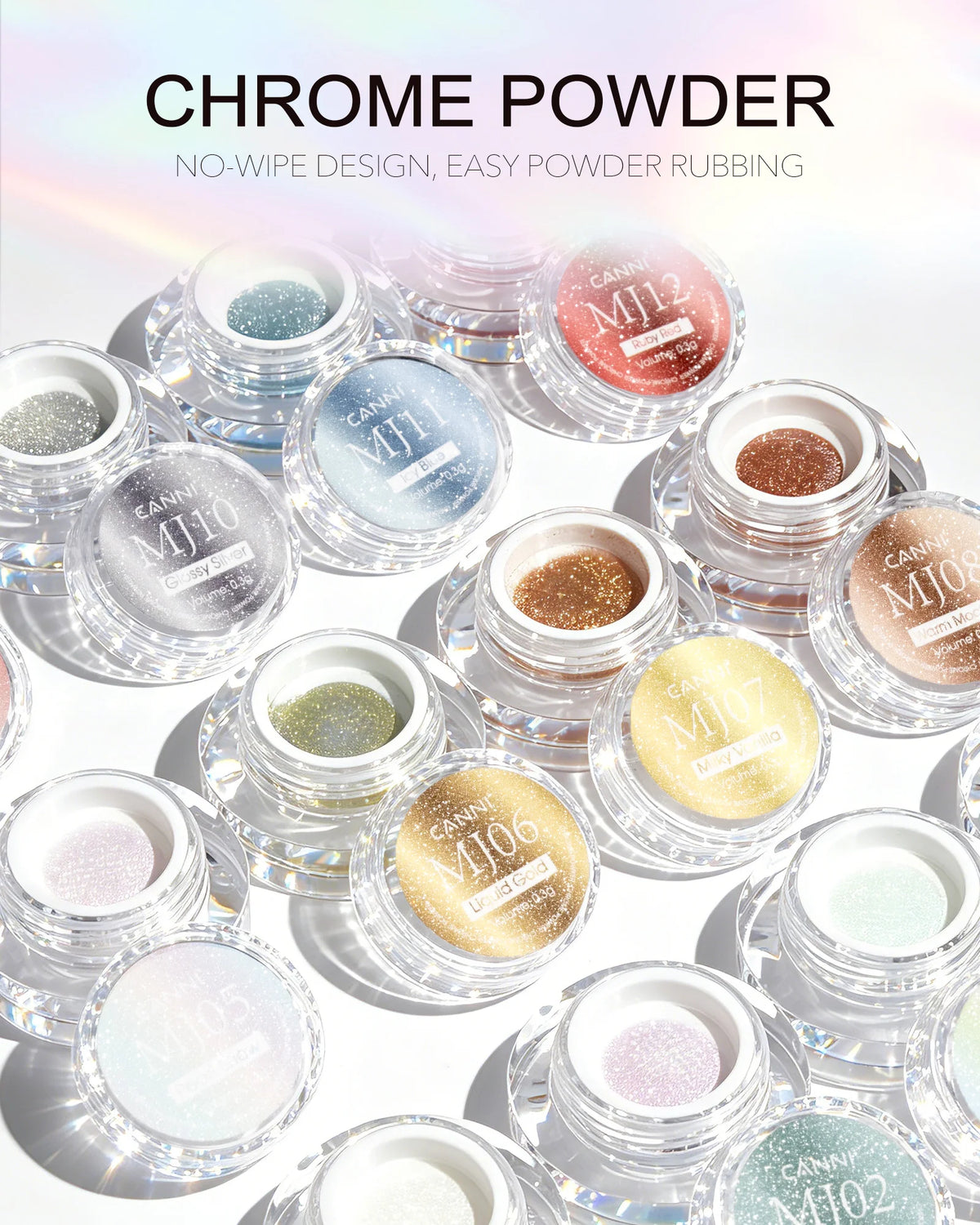 CANNI Top Coat for Chrome Powder 9ml Easy Apply with Stronger Mirror Effect Mirror Metallic Pigment for Gel Nail Art Salon