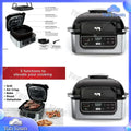5-in-1 Indoor Electric Grill for Air Fryer Roast Bake Dehydrate Programmable Kitchen Appliance for Home Cooking Black Silver