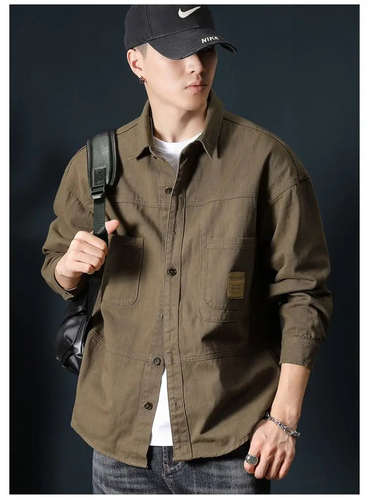 Oversized Men's Long Sleeve 100% Cotton Shirts Male Tops Big Size Fashion Casual Jacket Loose Fit Spring Outwear Plus Large 7XL