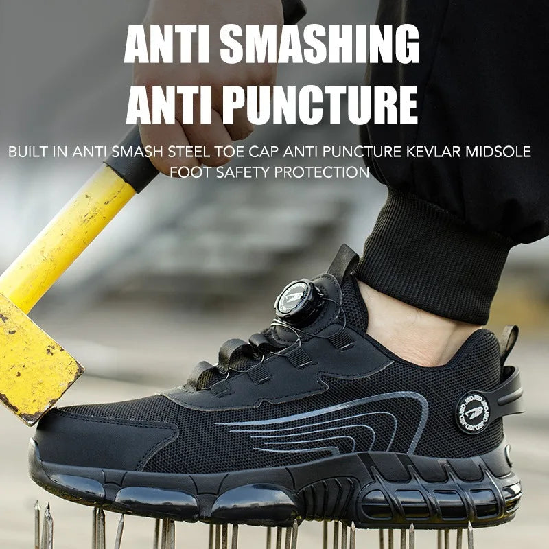 Customizable Men Steel Toe Sneakers Rotated Button Stab-Proof Anti-smash Men's Work Safety Boots Work Shoes Tailor-made Suits