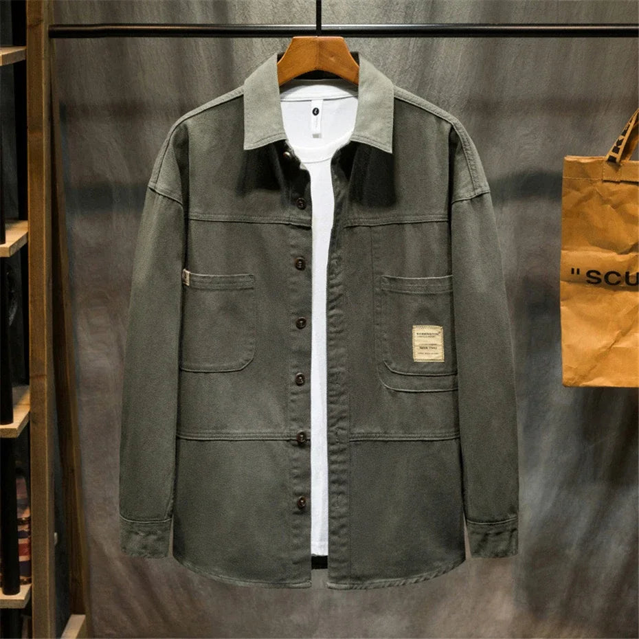 Oversized Men's Long Sleeve 100% Cotton Shirts Male Tops Big Size Fashion Casual Jacket Loose Fit Spring Outwear Plus Large 7XL