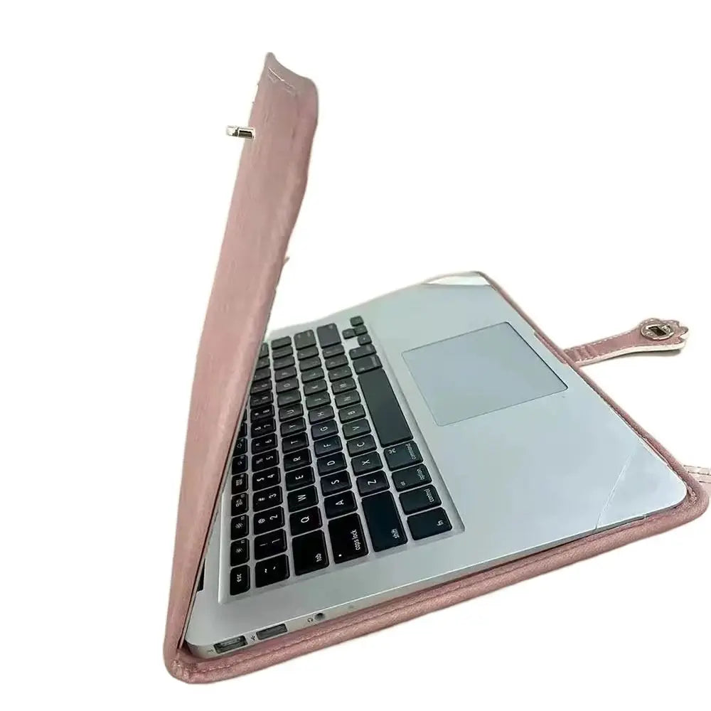 Laptop Handbag Pink Laptop Bag PU Fashion Laptop Sleeve Breathable Top-Handle Computer Protective Case for Girl