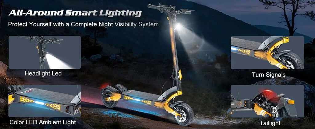 Foldable Electric Scooter for Adults, Motor 3000W*2, 50V 23Ah Battery, Long Range 50-70 Miles, 10" Off-Road Tires, High Power Commuter Scooter