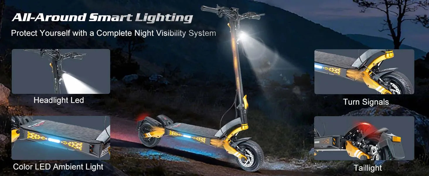 Foldable Electric Scooter for Adults, Motor 3000W*2, 50V 23Ah Battery, Long Range 50-70 Miles, 10" Off-Road Tires, High Power Commuter Scooter