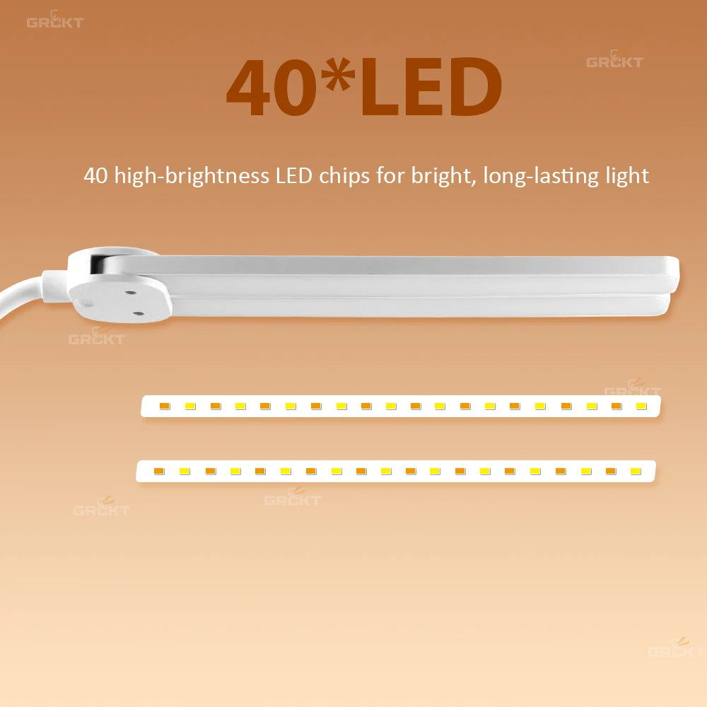 Flexible Dual Head LED Desk Lamp Eye Protection 3 Color Modes Brightness USB Rechargeable 360° Rotate Touch Control Office Study