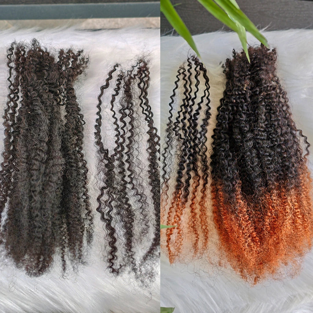Mini Twist 4C Afro Kinky Curly Hair Bulk No Weft Crochet Human Hair Colored Bundles for Mini Braid Dreadlock Extension