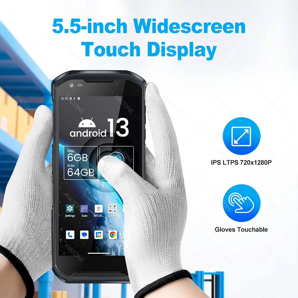 Android 13 Handheld PDA 1D 2D QR Portable Barcode Scanner Reader 6GB+64GB POS Terminal Data Collector with Hot-swap/Cradle