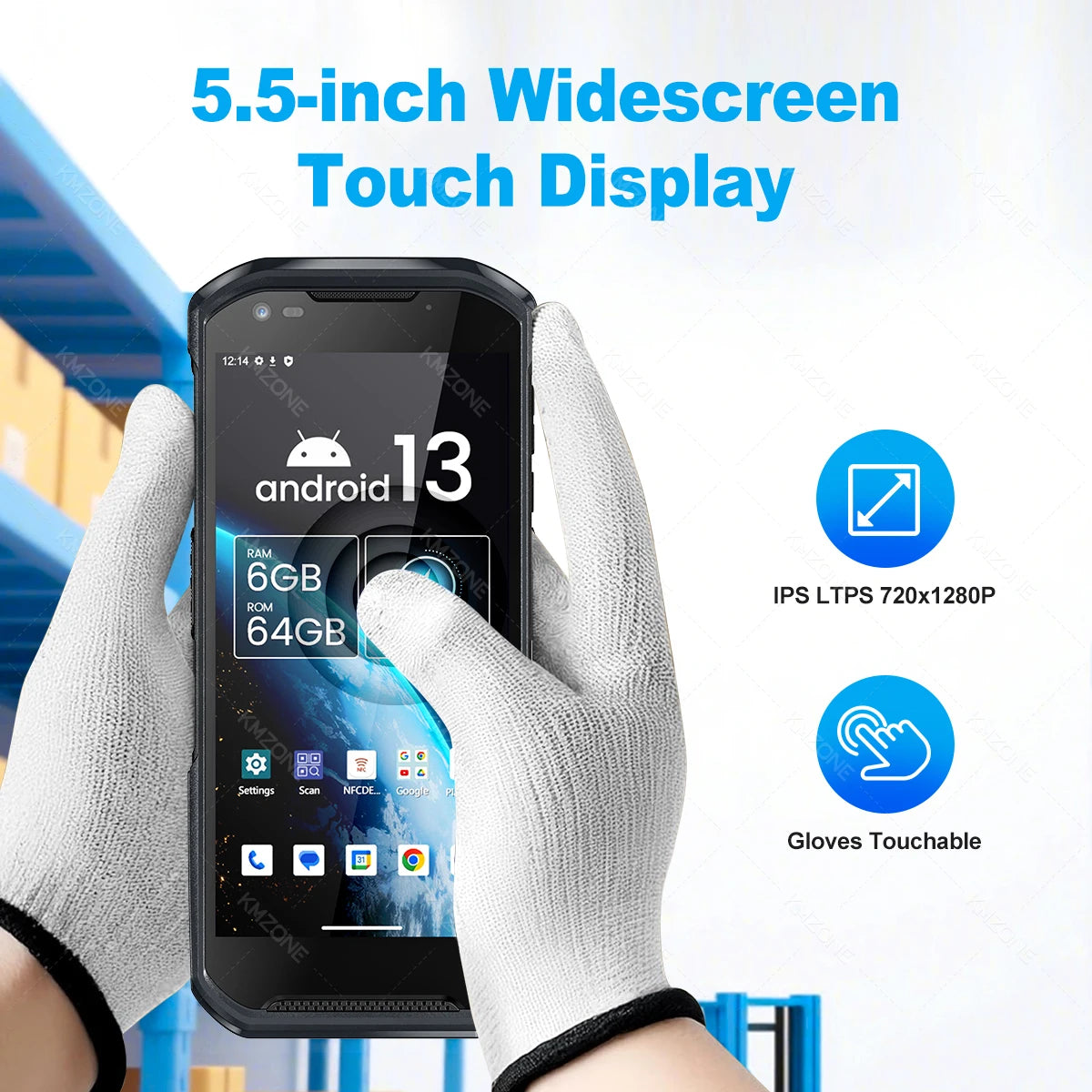 Android 13 Handheld PDA 1D 2D QR Portable Barcode Scanner Reader 6GB+64GB POS Terminal Data Collector with Hot-swap/Cradle