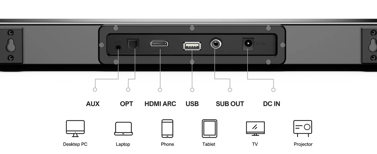 ULTIMEA Nova S40 160W 2.1ch Soundbar for TV with Wired Subwoofer, BassMX, HDMI ARC, Home Theater Sound System Bluetooth Speakers