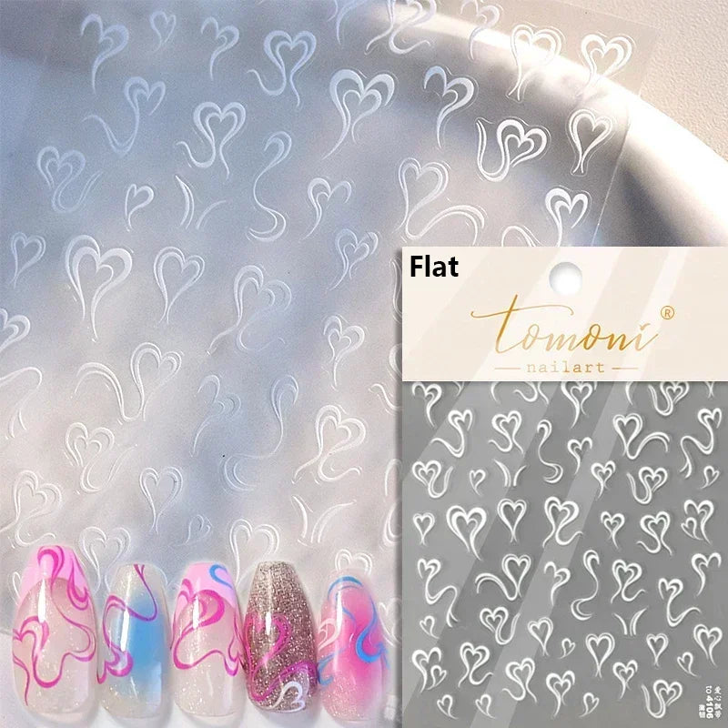 5D Gradient Love Gem Glitter Love Heart Colorful Cat's Eye Rhinestone Soft Self Adhesive Nail Art Stickers Shiny Manicure Decals