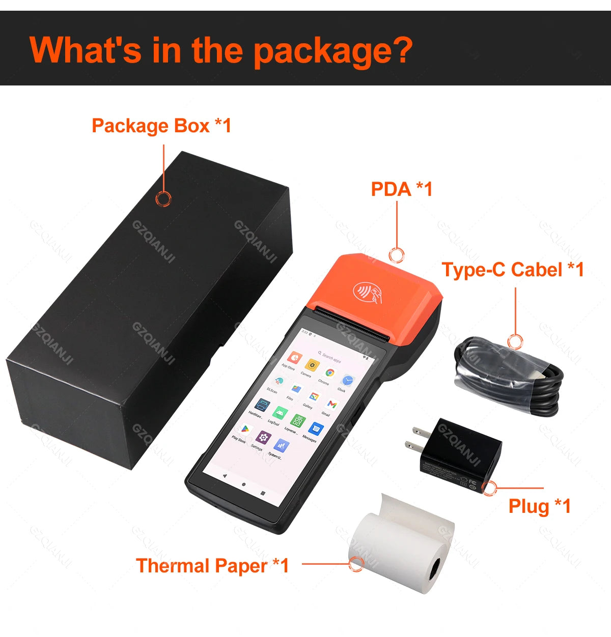 Android 13/14 POS Terminal Machine 5.5' Touch Screen Built-in 58mm Bluetooth Thermal Receipt Printer Wifi Support Loyverse App