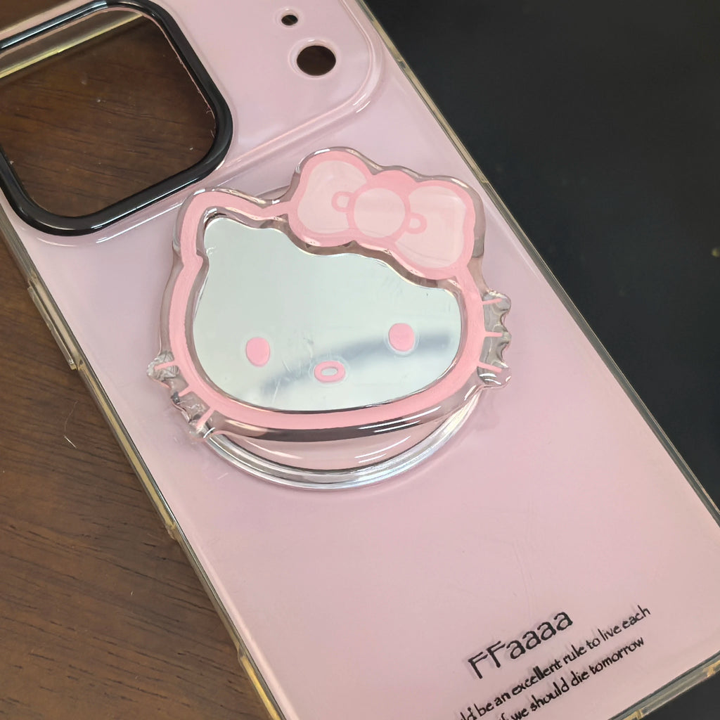 Korean Hello Kitty Makeup Mirror For MagSafe Magnetic Bracket Phone Grip Tok Griptok For iPhone 18 17 Accessories Bracket Ring