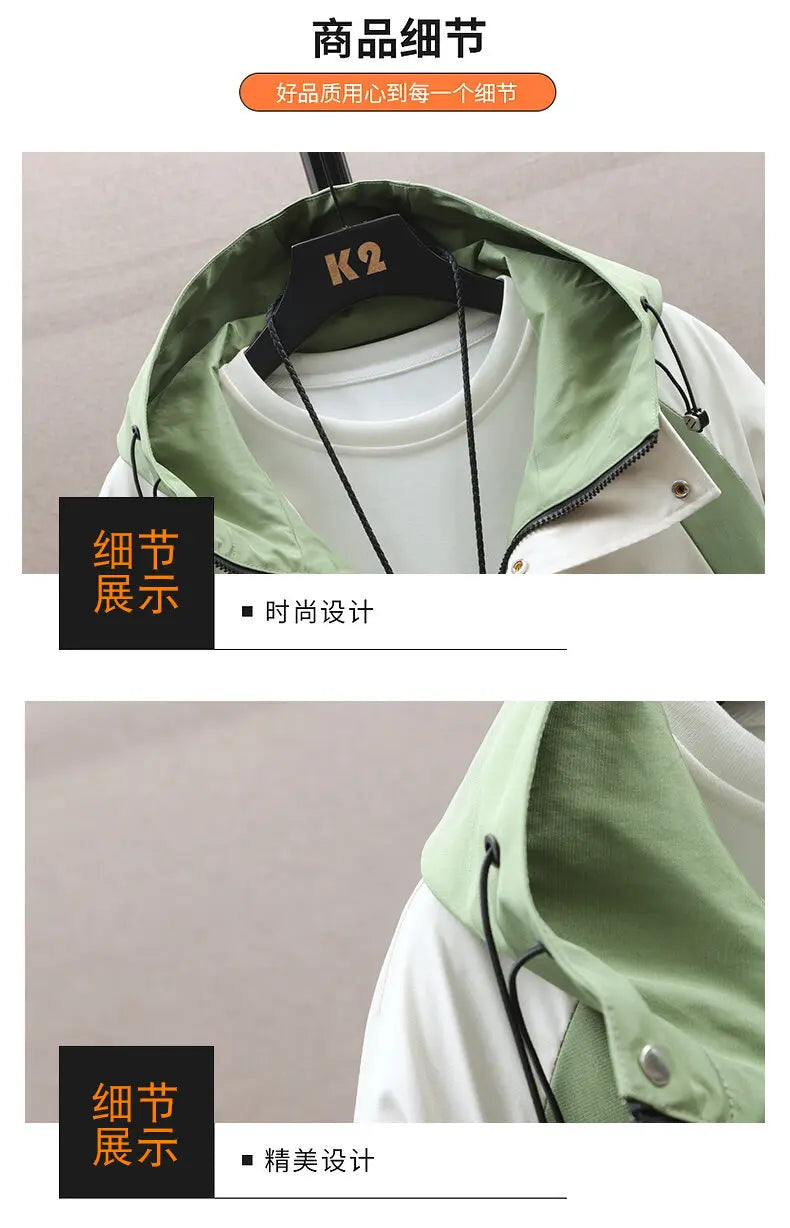 Men's High Streetwear Fashion Hooded Jackets 2026 Spring Autumn Loose Casual Coats Youth Outdoor Sports Windbreaker Top Clothing
