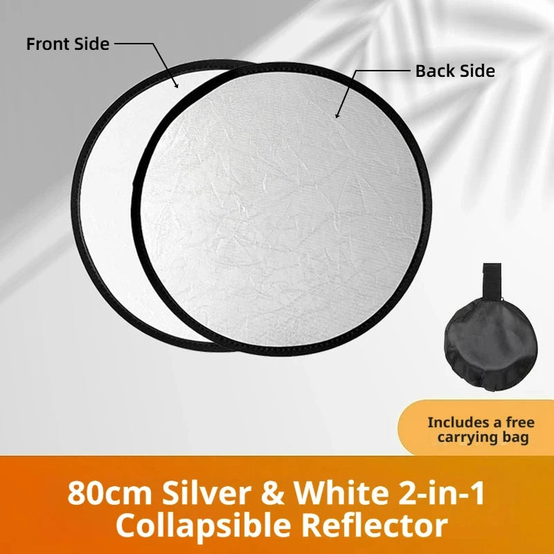 2-in-1 Dual Sided Gold Silver Reflector Portable Foldable Light Panel for Portrait Live Streaming Studio Outdoor Photography