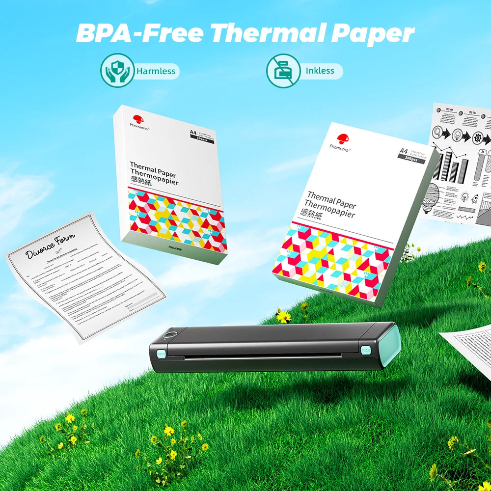 A4 Thermal Paper 216mm Paper Quick-dry Continuous Paper Suitab for Phomemo M08F/M832/M833/M834/M835 Portable Printer
