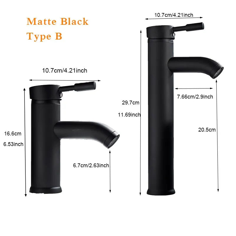 Matte Black Bathroom Faucet Minimalist Hot Cold Water Sink Mixer Tap Deck Mount Stainless Steel Basin Faucet Single Hole Tapware