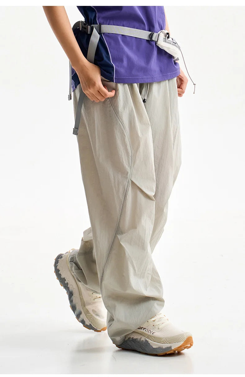 Men Women Outdoor Lightweight Quick Dry Loose Casual Sport Wide Leg Cargo Pant Couple Streetwear Hiking Track Techwear Trousers