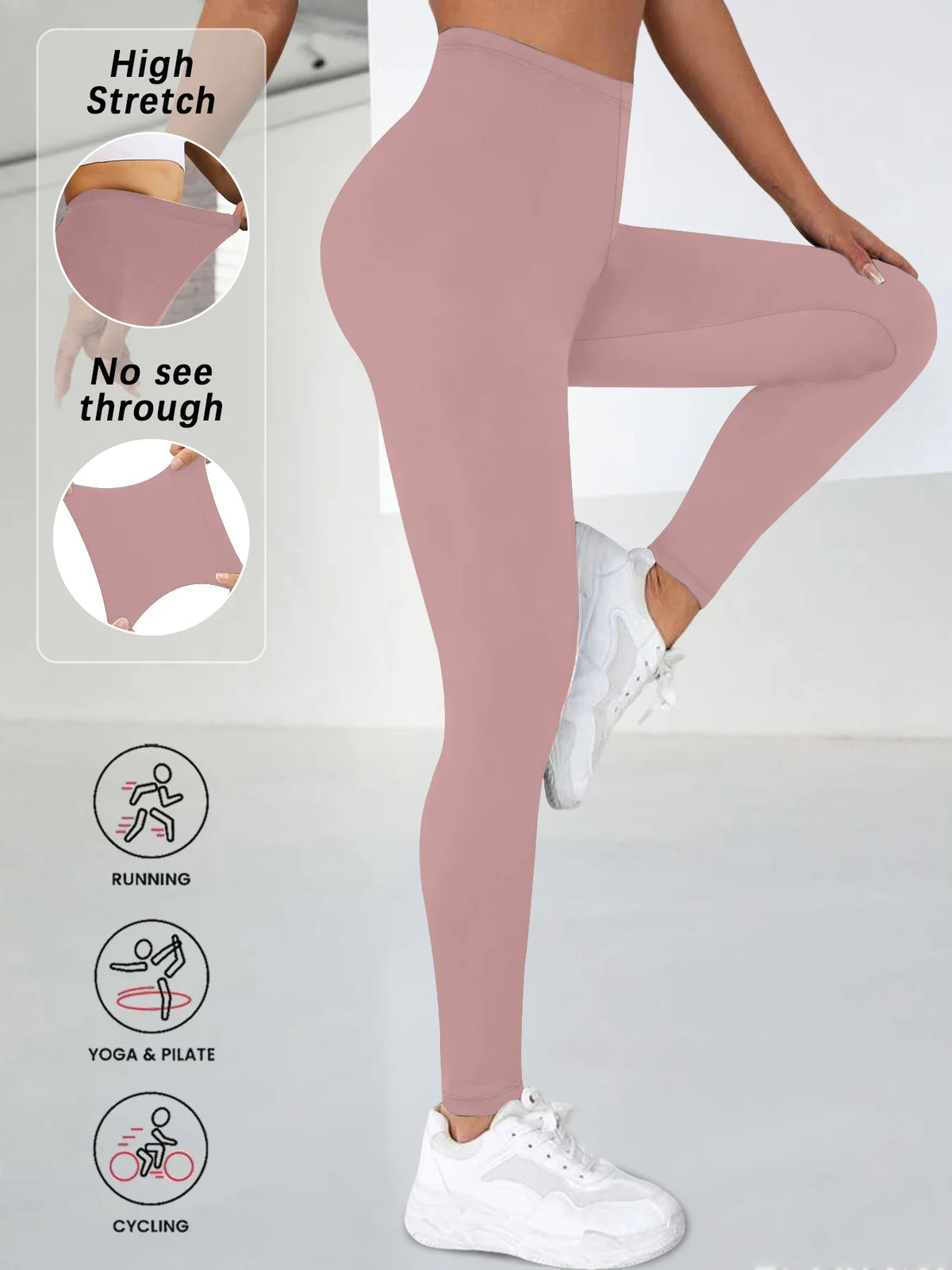 Women's Super Soft Leggings High Elasticity No See Through Workout Yoga Running Athletic Leggings