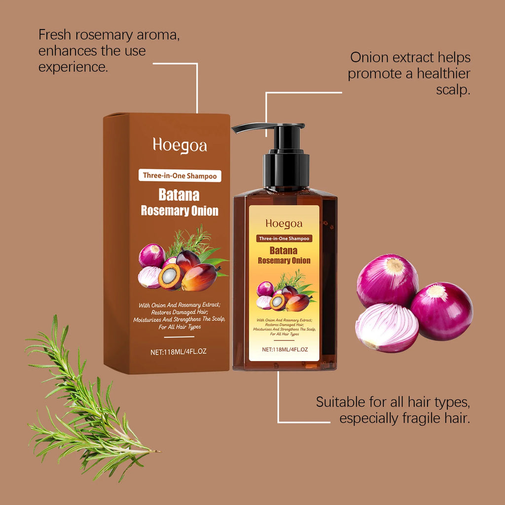 3 In 1 Batana Rosemary Onion Shampoo Deep Cleansing Remove Dandruff Soothe Scalp Anti Hair Loss Deep Nourish Hair Care Shampoo