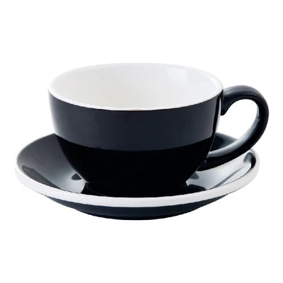 European Style Matte Latte Cup Ceramic Cappuccino Cup Large Mouth Coffee Cup Plate Set Handmade Craftsmanship 300ml