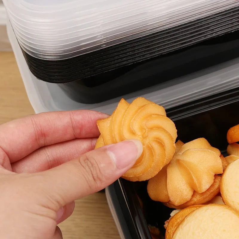 10/20x Food Storage Containers with Lids Meal Prep Containers Disposable Leakproof Black Lunch Bento Boxes Kitchen Tableware