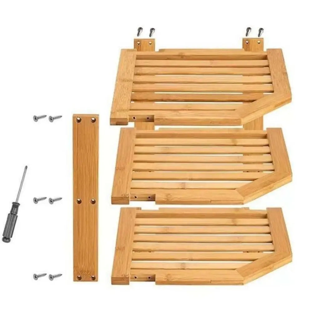 3 Tier Cabinet Organizer Shelf for Kitchen Storage Sturdy Plate Organizer Bamboo Corner Shelf Dish Rack for Cabinet Countertop